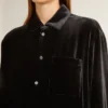 Velvet-effect black shirt with embroidery