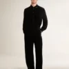 Velvet-effect black shirt with embroidery