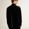 Velvet-effect black shirt with embroidery