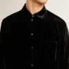 Velvet-effect black shirt with embroidery