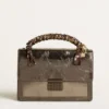 Venezia Bag in anthracite-gray metallic leather with black details