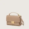 Venezia Bag in beige boarded leather with gold details