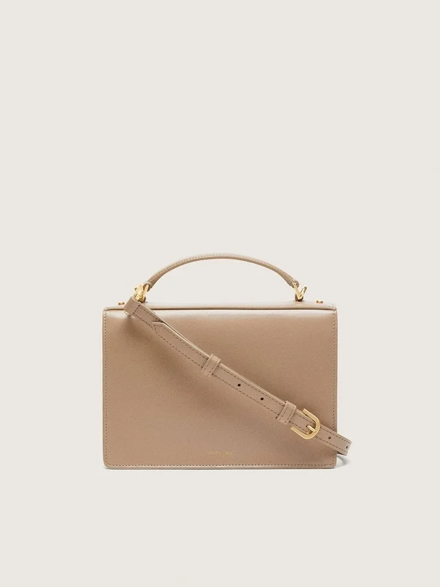 Venezia Bag in beige boarded leather with gold details