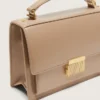 Venezia Bag in beige boarded leather with gold details