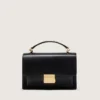 Venezia Bag in black boarded leather with gold details