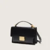 Venezia Bag in black boarded leather with gold details