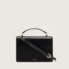 Venezia Bag in black boarded leather with gold details
