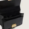 Venezia Bag in black boarded leather with gold details