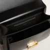 Venezia Bag in black boarded leather with gold details