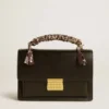 Venezia Bag in black boarded leather with multicolored scarf