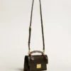 Venezia Bag in black boarded leather with multicolored scarf