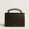 Venezia Bag in black boarded leather with multicolored scarf