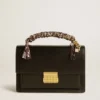 Venezia Bag in black boarded leather with scarf and double charm