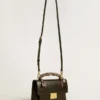 Venezia Bag in black boarded leather with scarf and double charm