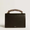 Venezia Bag in black boarded leather with scarf and double charm
