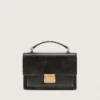 Venezia Bag in black distressed leather with gold details