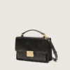 Venezia Bag in black distressed leather with gold details