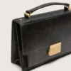 Venezia Bag in black distressed leather with gold details