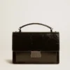 Venezia Bag in black metallic leather with black details