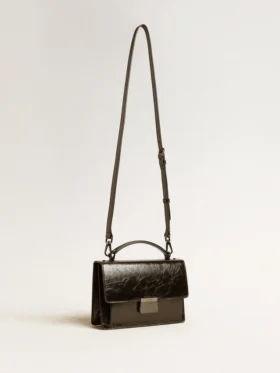 Venezia Bag in black metallic leather with black details