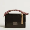 Venezia Bag in black metallic leather with black details
