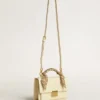 Venezia Bag in butter-colored boarded leather with silk scarf