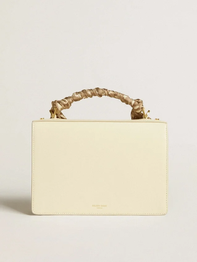 Venezia Bag in butter-colored boarded leather with silk scarf