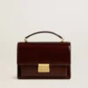 Venezia Bag in dark brown laminated leather with gold details