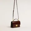 Venezia Bag in dark brown laminated leather with gold details
