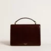 Venezia Bag in dark brown laminated leather with gold details