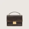 Venezia Bag in vintage dark brown embossed leather with gold details