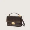 Venezia Bag in vintage dark brown embossed leather with gold details