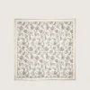 Vintage white silk scarf with black floral pattern