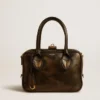 Vita Bag in black distressed leather with gold details
