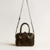 Vita Bag in black distressed leather with gold details