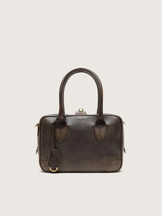 Vita Bag in brown vintage leather with gold details