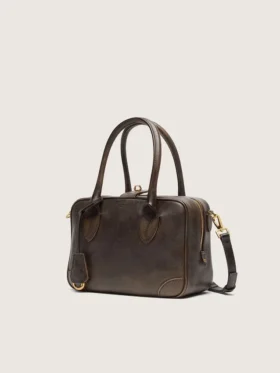 Vita Bag in brown vintage leather with gold details