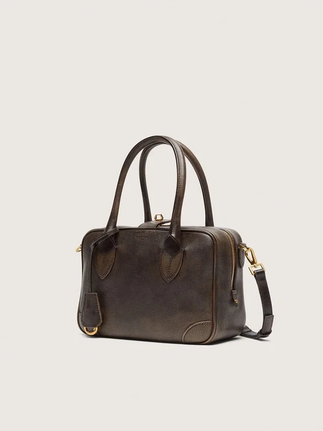 Vita Bag in brown vintage leather with gold details