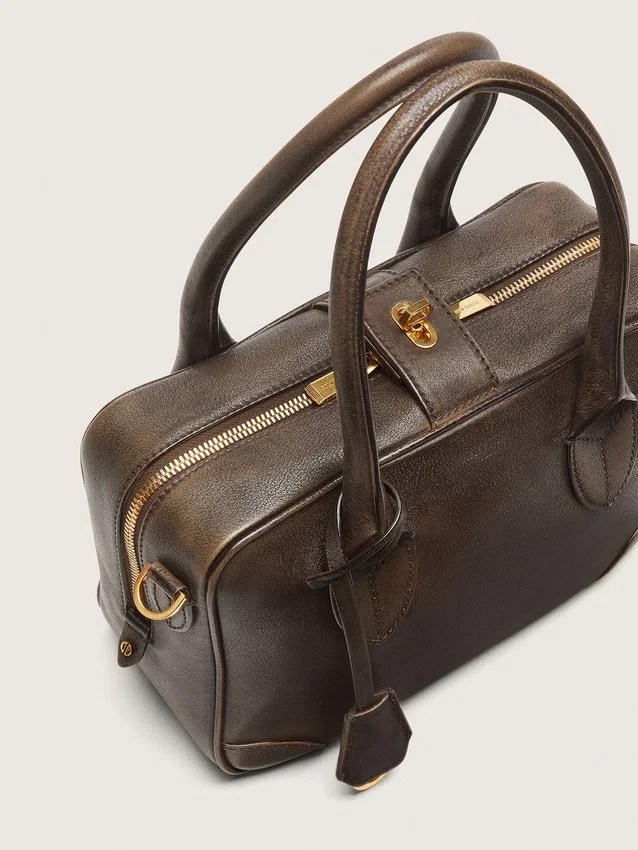 Vita Bag in brown vintage leather with gold details