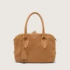Vita Bag in camel-colored suede with gold details