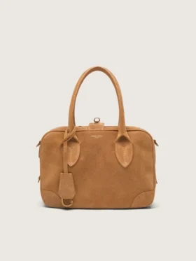 Vita Bag in camel-colored suede with gold details