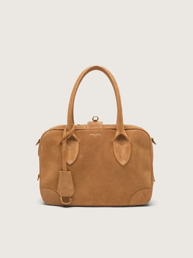 Vita Bag in camel-colored suede with gold details