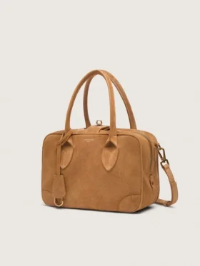 Vita Bag in camel-colored suede with gold details