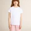 White and silver T-shirt with logo and maxi star in silver glitter