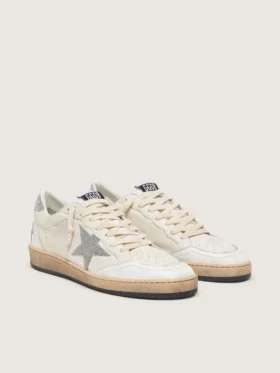 White Ball Star with a Swarovski crystal star and heel tab