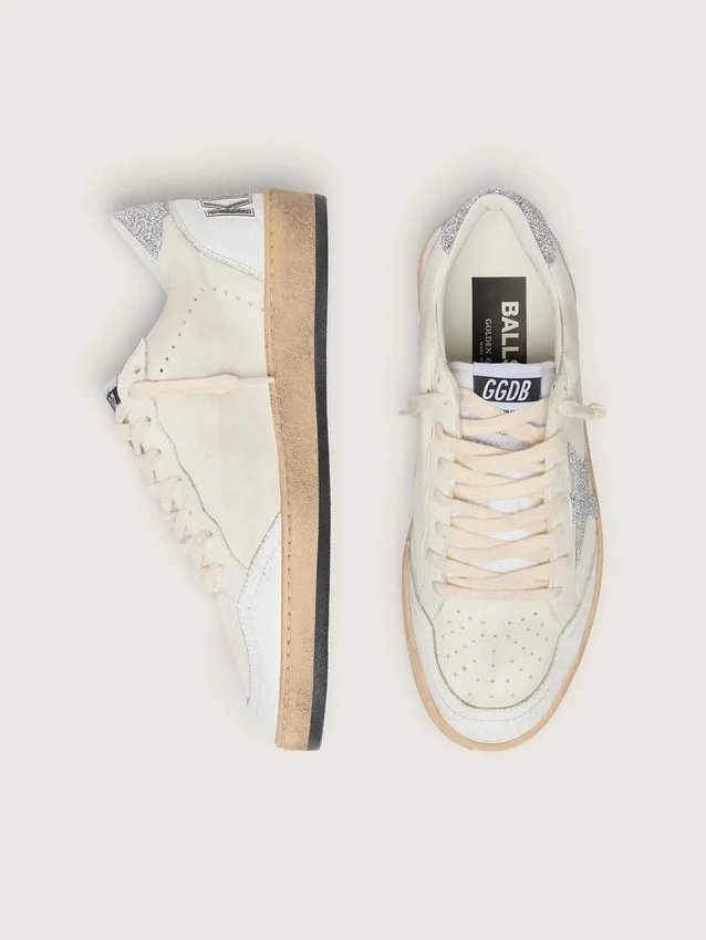 White Ball Star with a Swarovski crystal star and heel tab