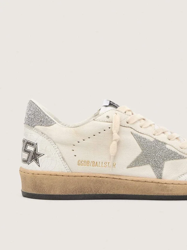 White Ball Star with a Swarovski crystal star and heel tab