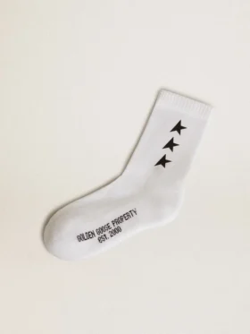 White socks with contrasting black stars