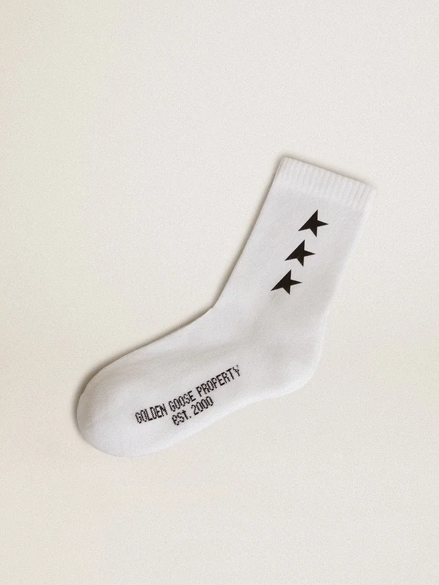 White socks with contrasting black stars