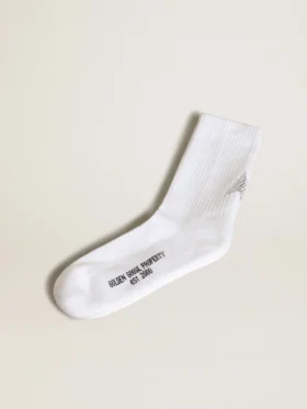 White socks with crystal star on the back